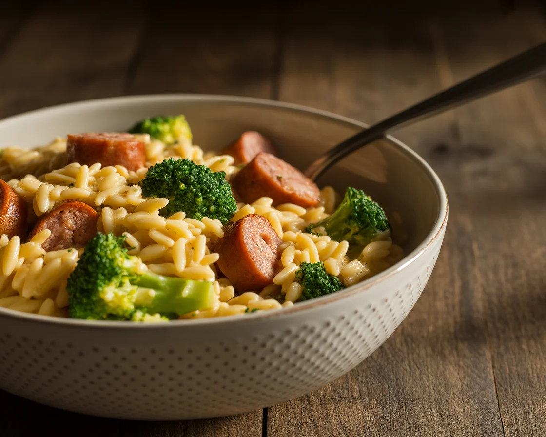 Chicken Sausage and Broccoli Orzo Skillet