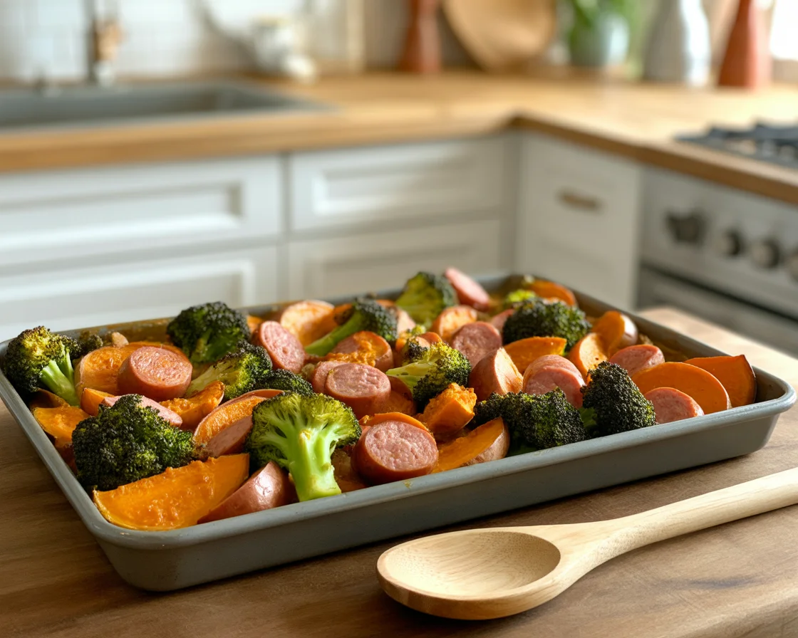 Sheet Pan Honey Garlic Sausage with Sweet Potatoes Delight