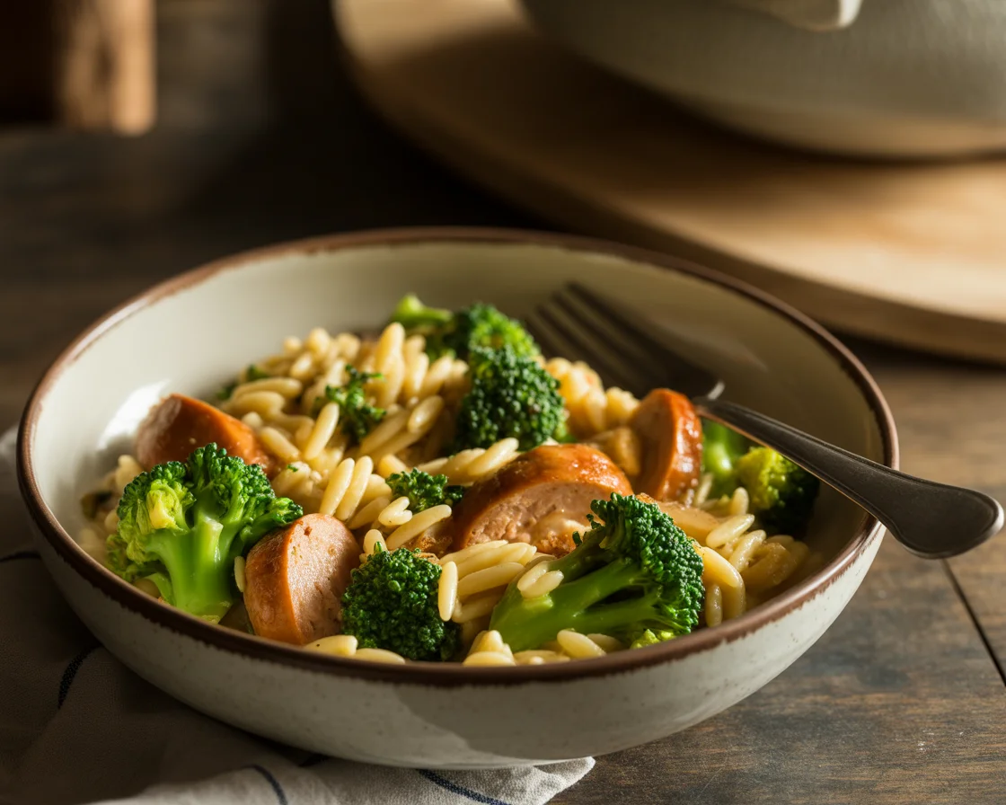 Chicken Sausage and Broccoli Orzo Skillet