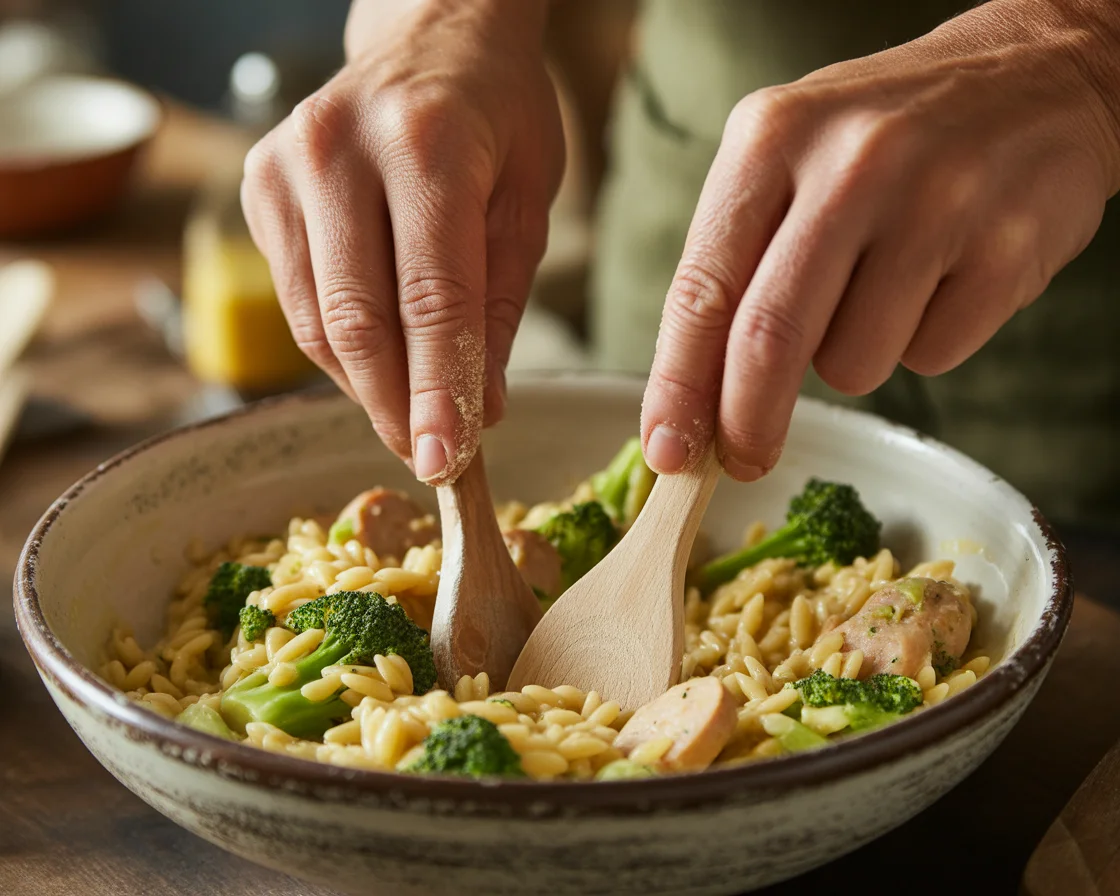 Chicken Sausage and Broccoli Orzo Skillet