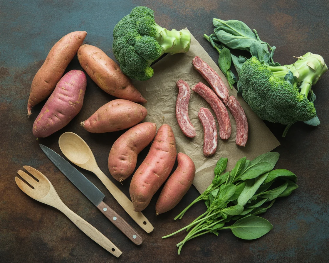 Sheet Pan Honey Garlic Sausage with Sweet Potatoes Delight