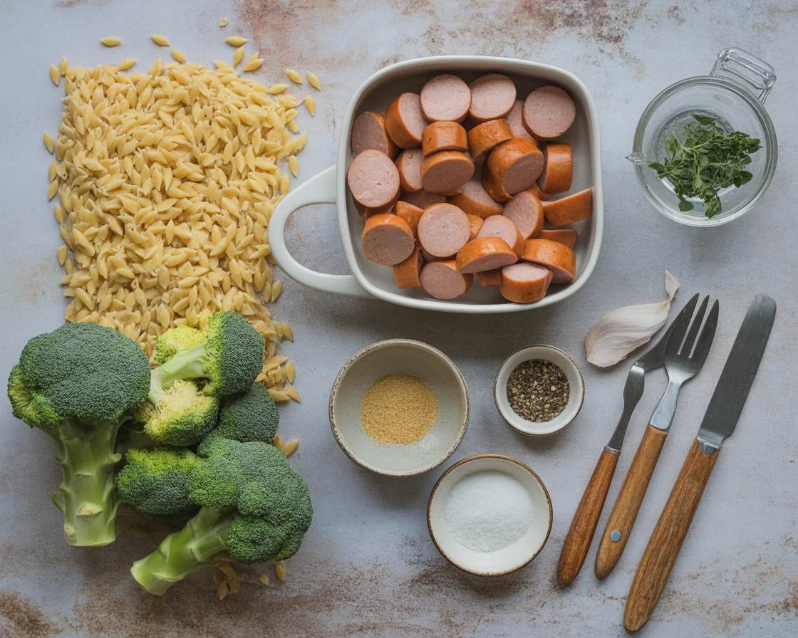 Chicken Sausage and Broccoli Orzo Skillet