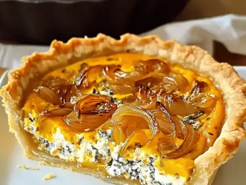 Roasted Pumpkin Quiche with Caramelized Onions and Gorgonzola Delight