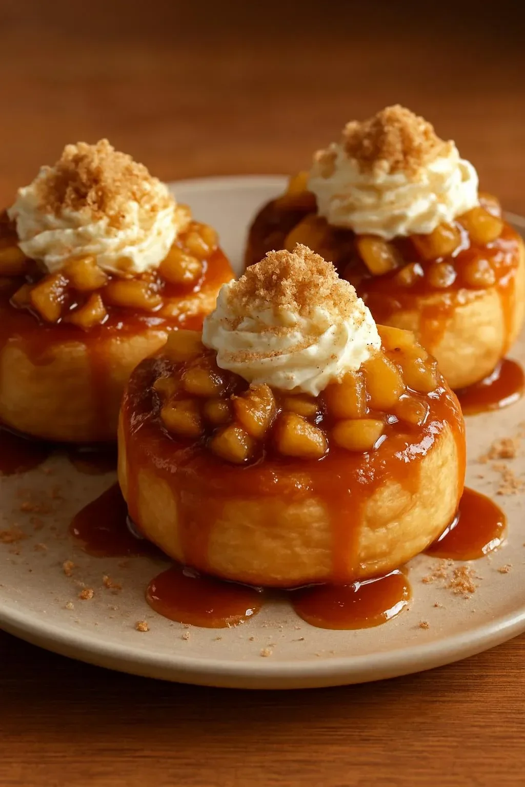 Delicious Apple Caramel Bombs pastries with caramel drizzle