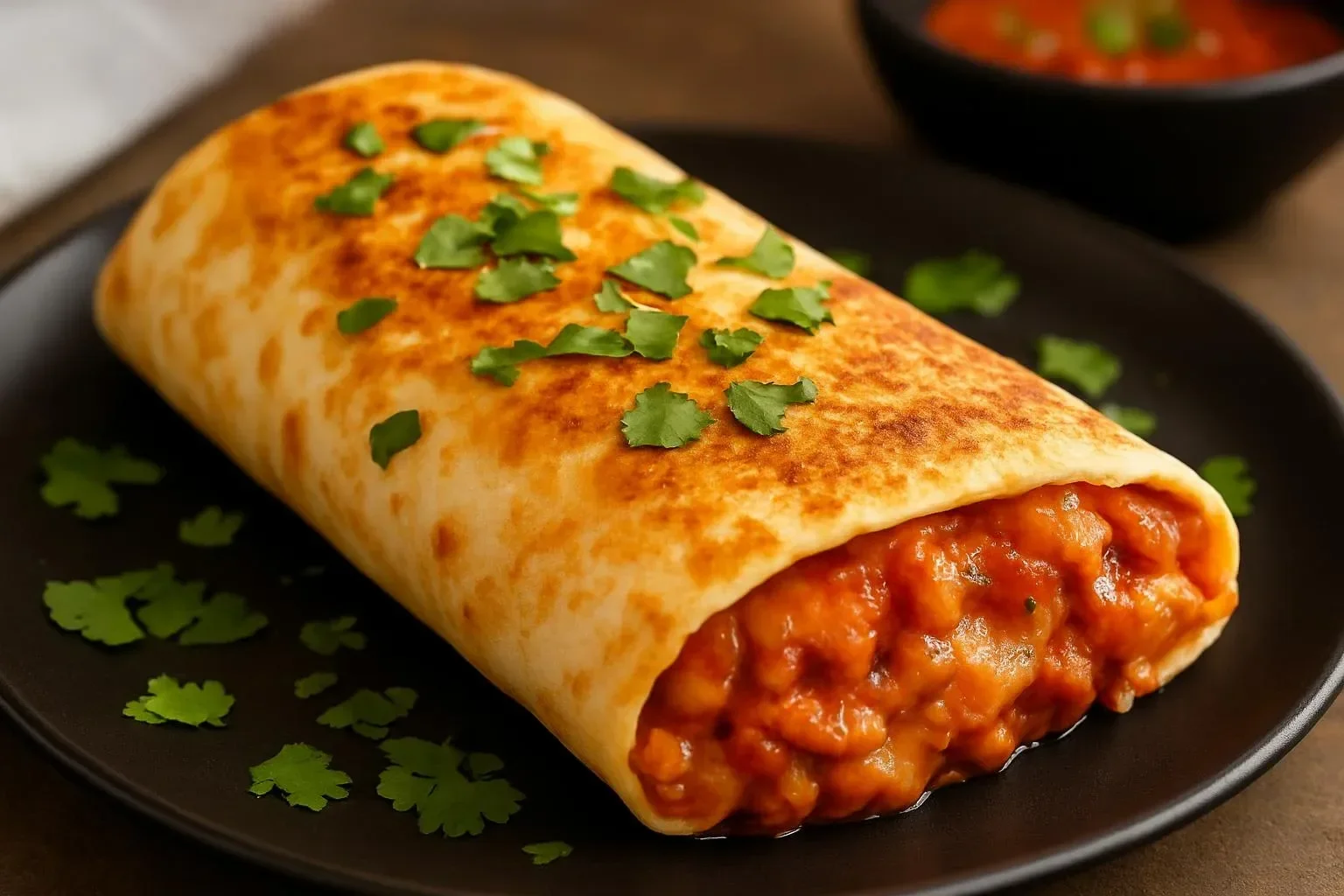 Delicious baked chicken chimichangas ready to serve