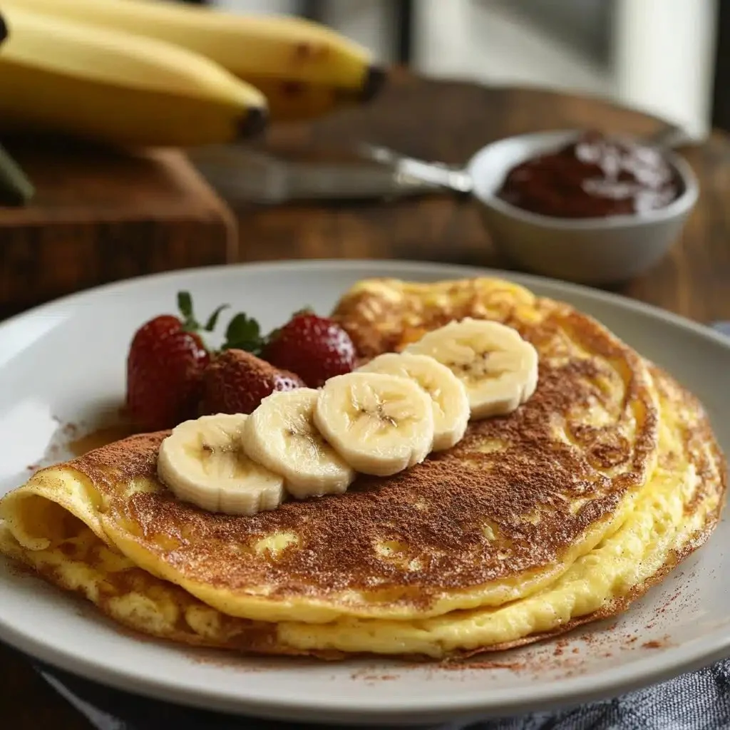 Delicious Banana & Cinnamon Omelette with fresh ingredients on a plate