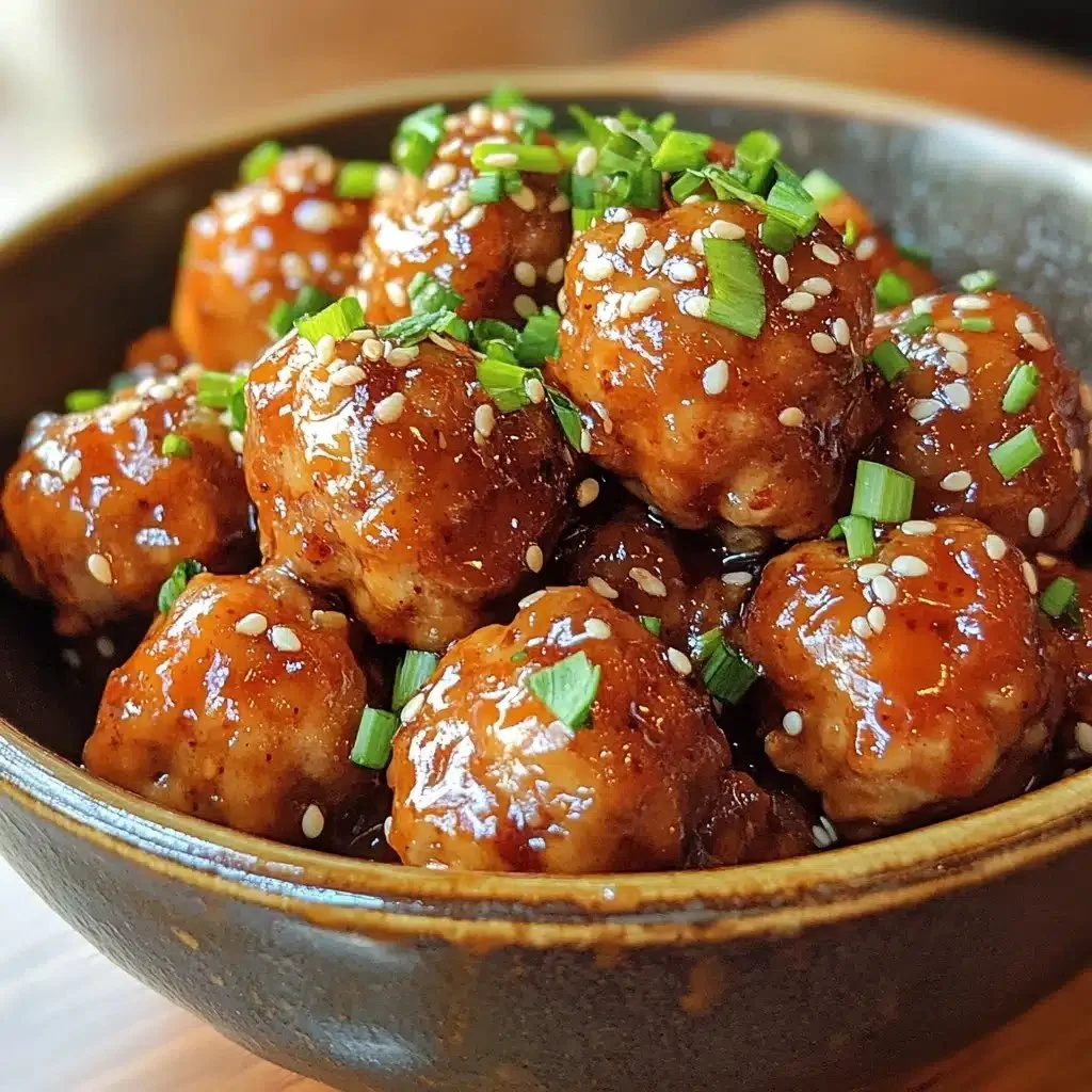 Delicious firecracker chicken meatballs served on a platter