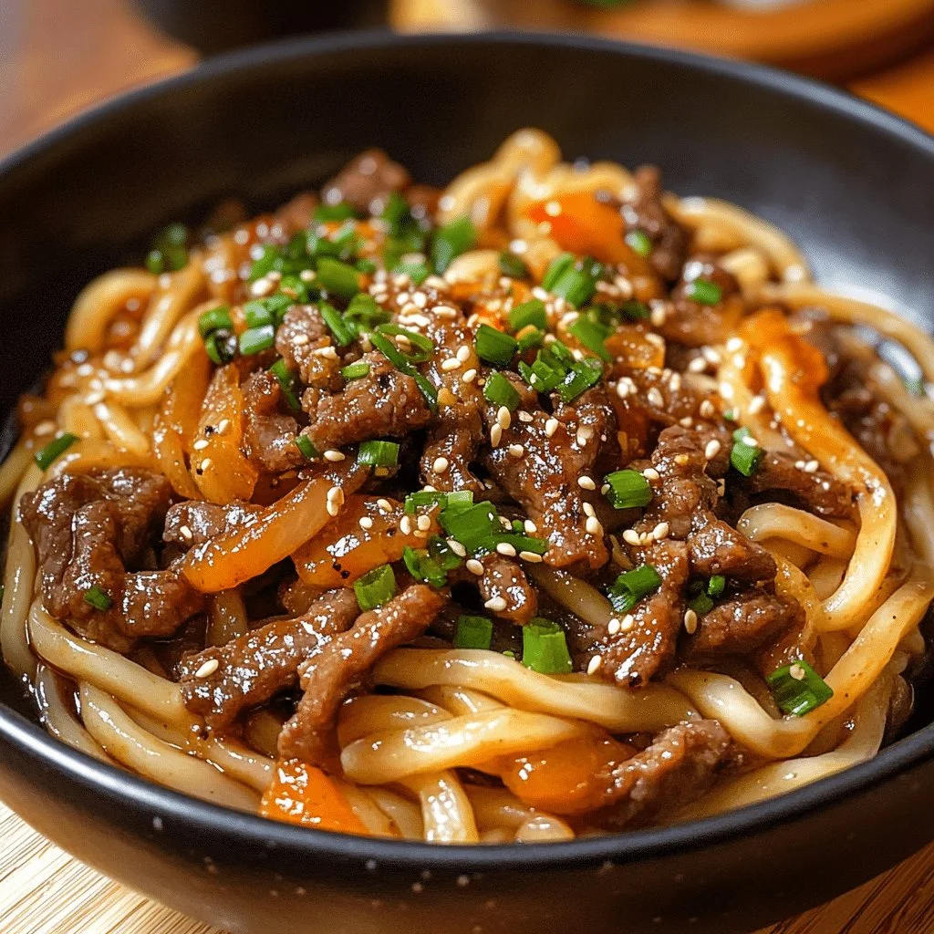 Bulgogi Beef Udon Stir Fry with tender beef and udon noodles in a vibrant presentation
