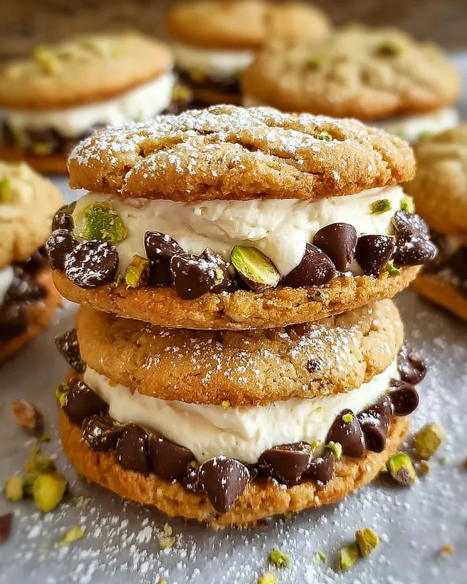 Delicious cannoli cream sandwich cookies with colorful sprinkles