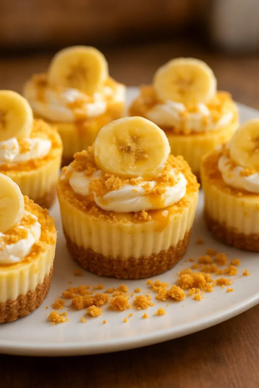 Delicious cheesecake banana pudding bites served on a plate.