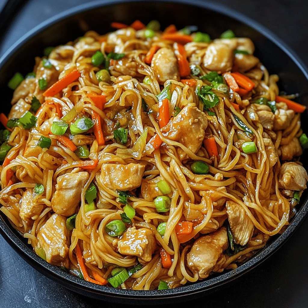 Delicious Chicken Chow Mein with stir-fried chicken and fresh vegetables