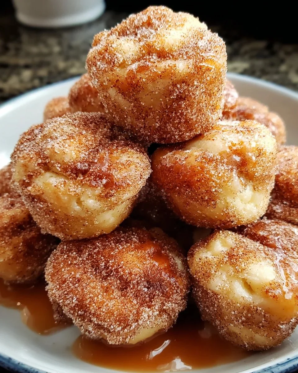Delicious cinnamon sugar monkey bread bites on a plate.