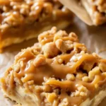 Delicious homemade apple bars with shortbread crust and cinnamon topping.