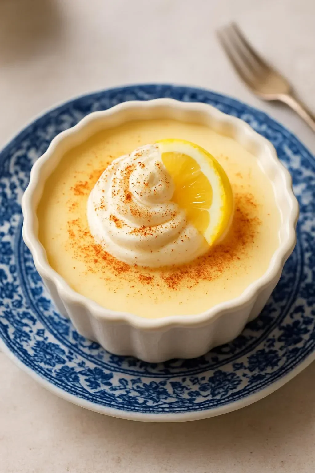 Bowl of creamy rice porridge topped with fresh fruits
