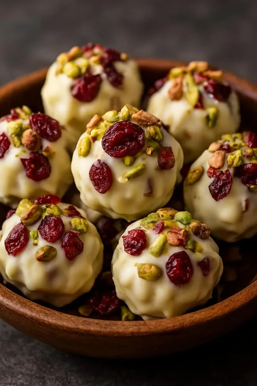 Crockpot White Chocolate Pistachio Cranberry Treats in a bowl