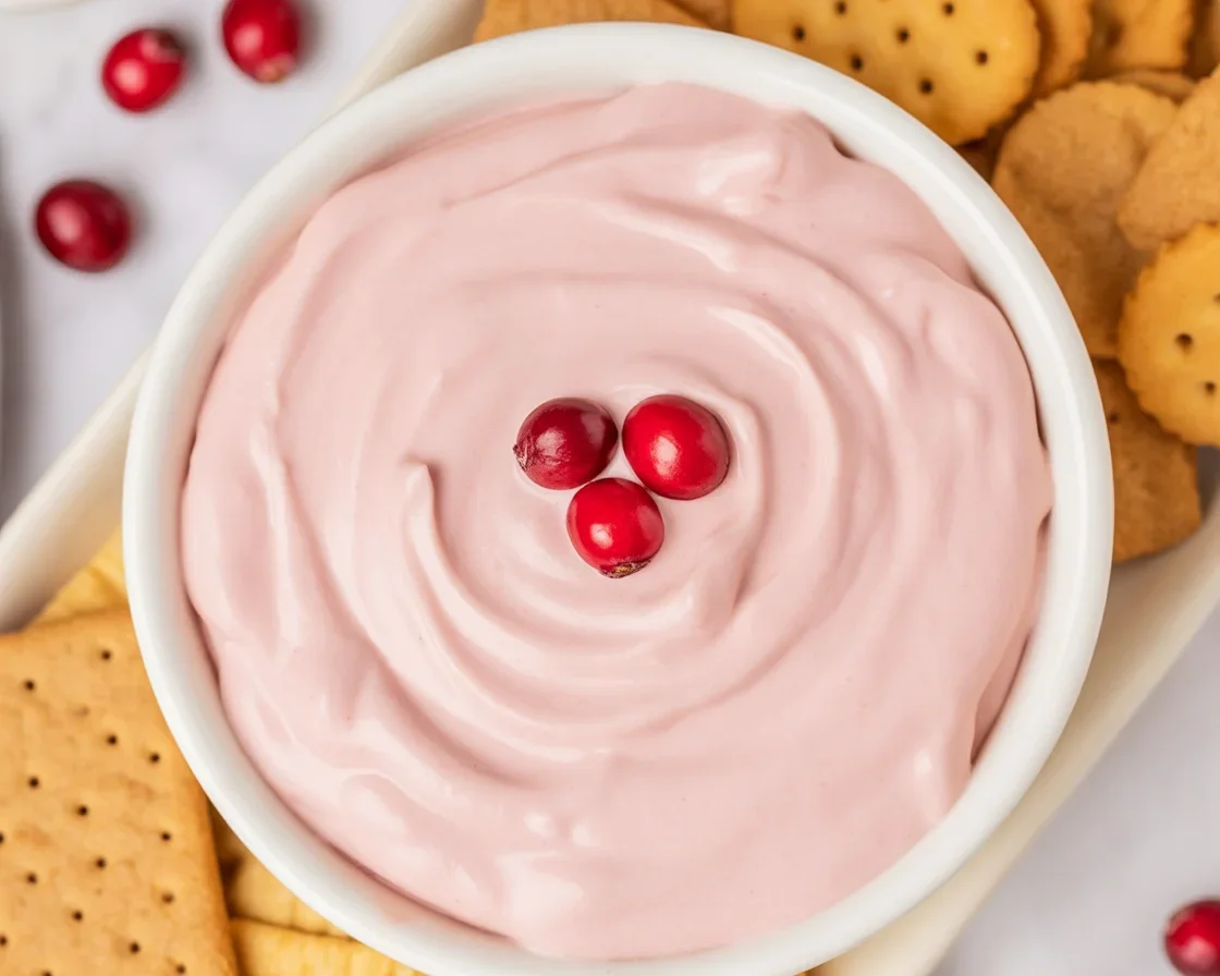 Cranberry Cream Cheese Spread with cranberries and cream cheese in a bowl.