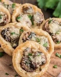 Mouthwatering mushroom puff pastry bites served for entertaining guests