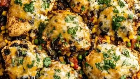 30-minute Santa Fe Chicken Skillet with colorful vegetables and spices