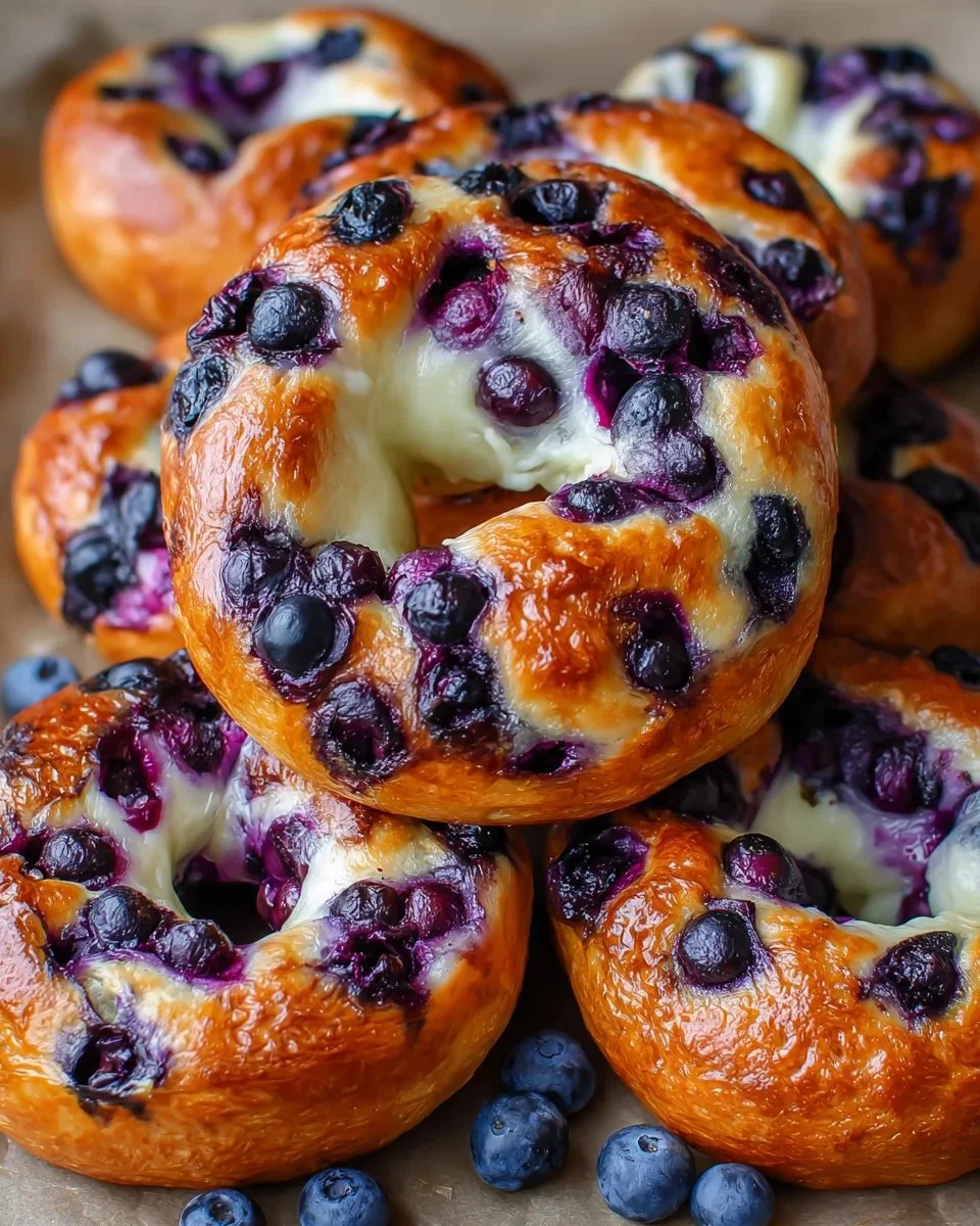 Homemade easy blueberry bagels made with just 4 ingredients