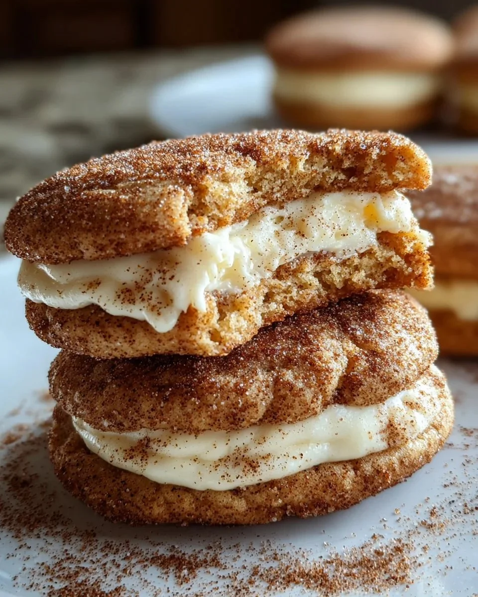 Eggnog Snickerdoodle Sandwich Cookies with festive decoration