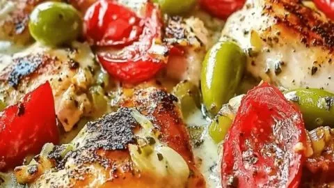 Delicious Pepperoncini Chicken Skillet cooked in 40 minutes with vibrant peppers