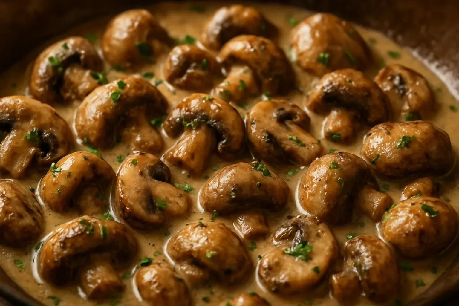 Delicious Garlic Parmesan Sautéed Mushrooms ready to serve.