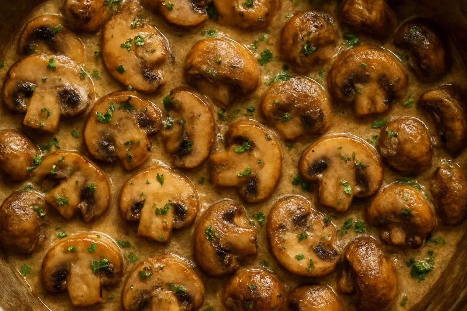Delicious garlic parmesan sautéed mushrooms on a plate.