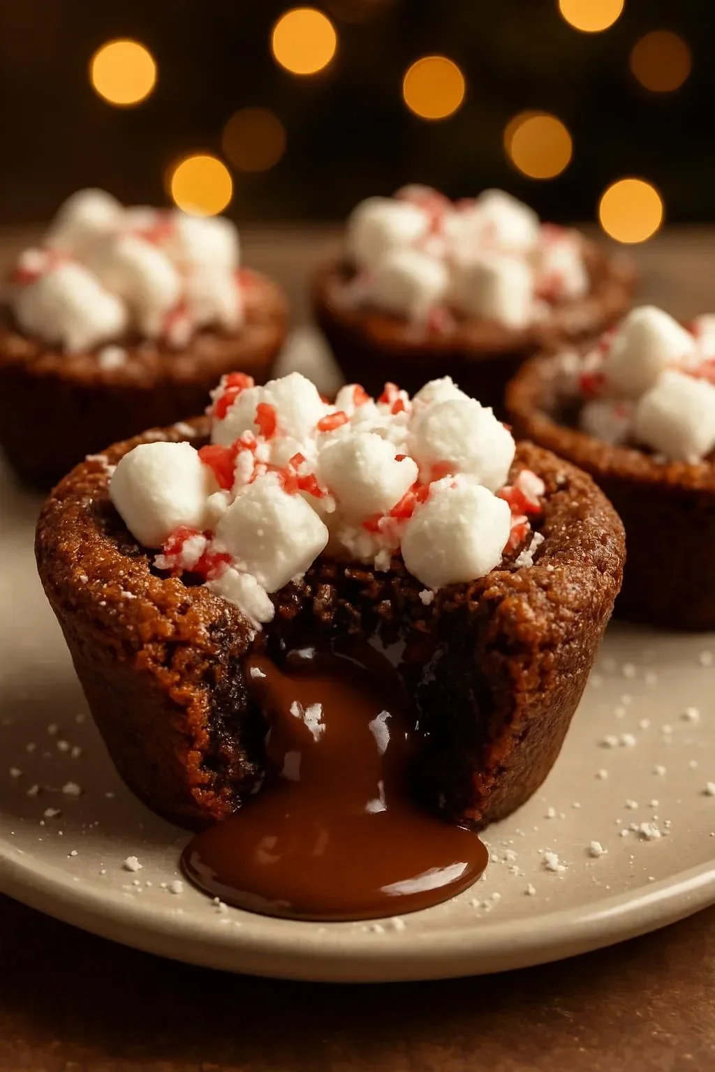 Hot Chocolate Cookie Cups filled with creamy chocolate and topped with marshmallows