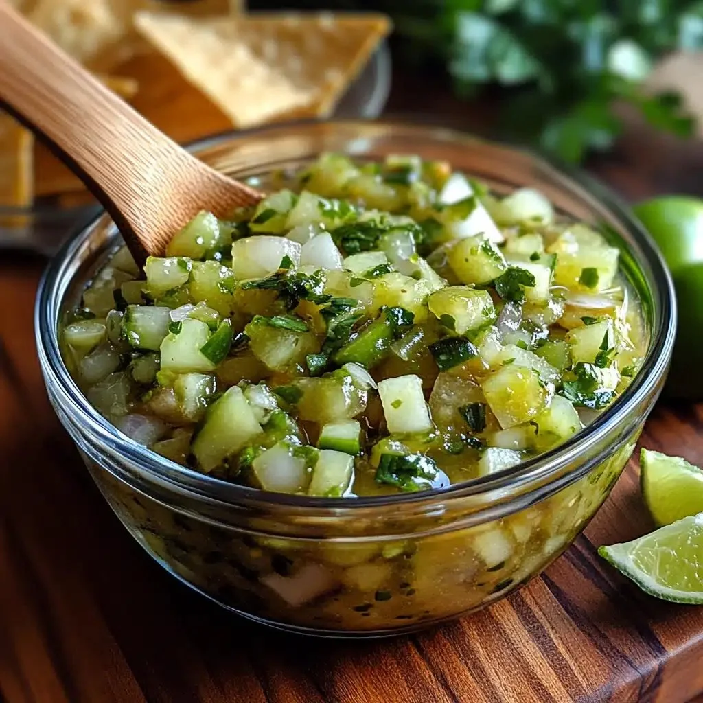 Delicious green tomato salsa recipe with fresh ingredients and vibrant flavor.