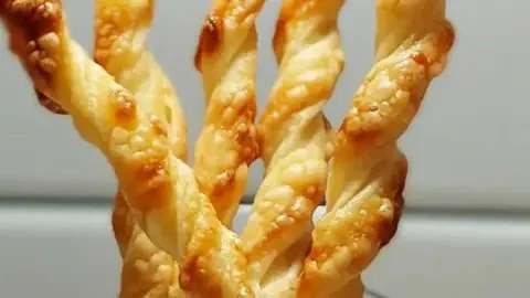 Delicious cheese straws served as a quick appetizer.