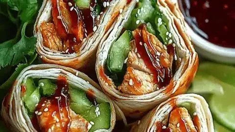 Delicious sweet chili chicken wraps ready to be enjoyed for a flavorful meal.