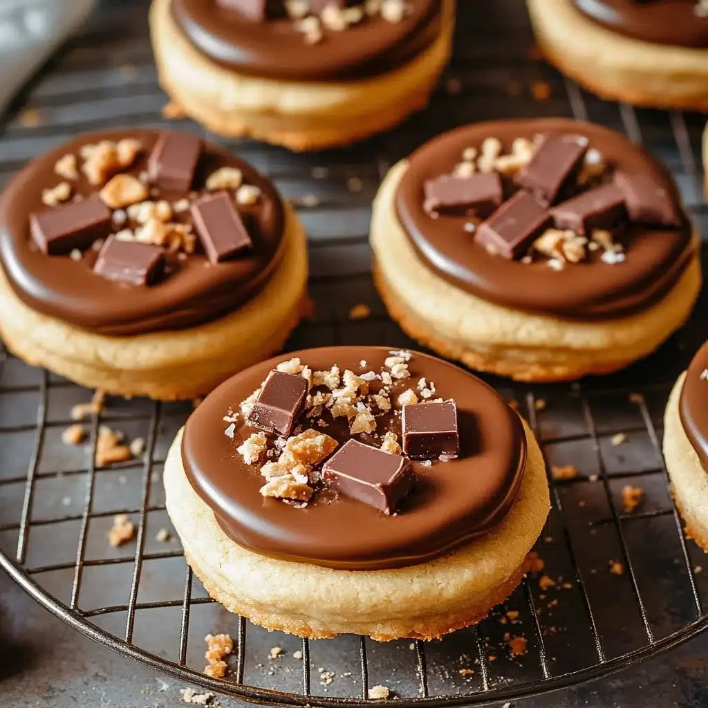 Delicious Twix cookies topped with caramel and chocolate