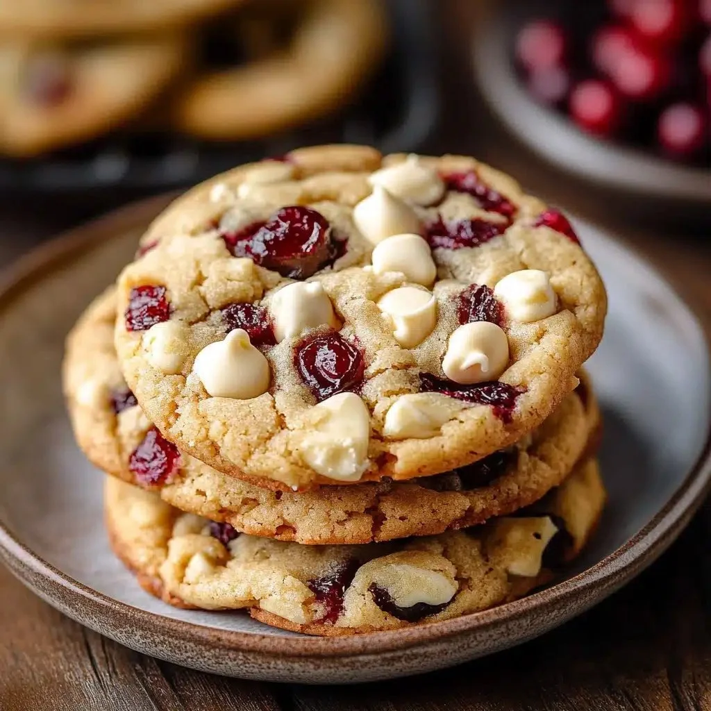 Delicious white chocolate cranberry cookies fresh out of the oven