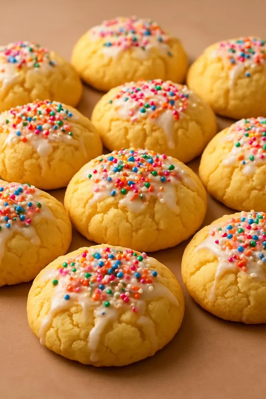 Delicious Italian Ricotta Almond Cookies stacked on a plate.
