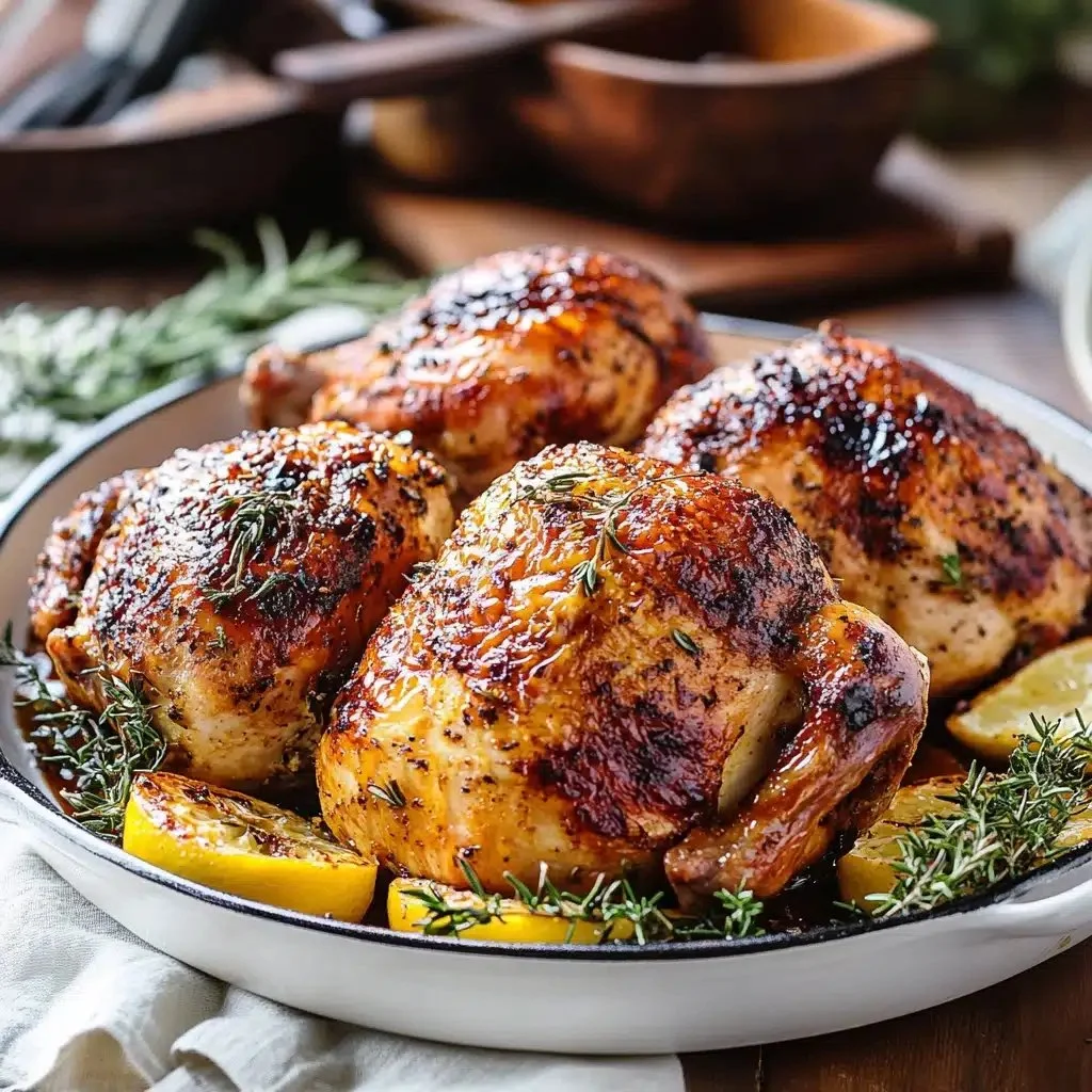 Juicy and crispy roasted Cornish hens served on a platter