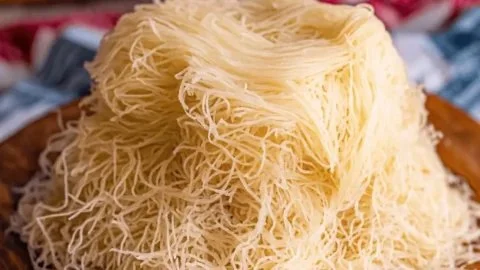 Homemade Kataifi dessert, a crispy sweet treat, ready to enjoy.