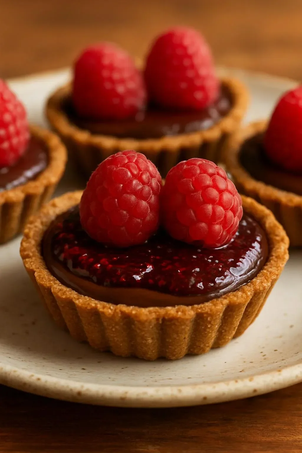 No Bake Raspberry Chocolate Mousse dessert with fresh raspberries and chocolate