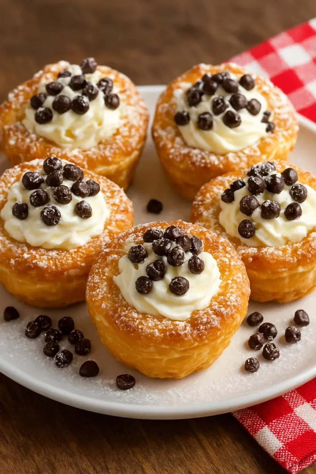Delicious mini cannoli cups filled with creamy ricotta and chocolate chips
