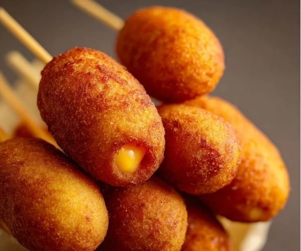 Mini corn dogs with cheddar, perfect snack for parties