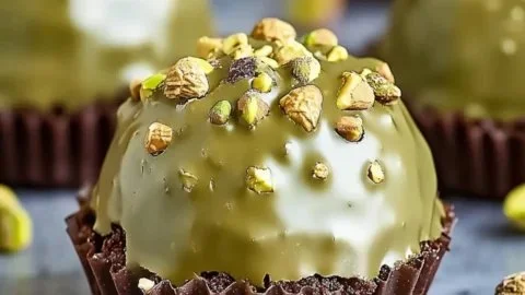 Delicious pistachio Ferrero Rocher brownies with rich chocolate and nutty flavor