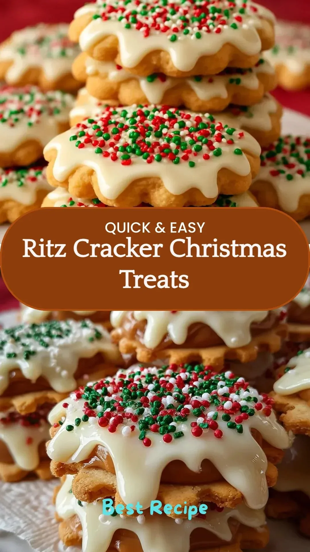 Festive Ritz Cracker Christmas Treats arranged on a festive plate