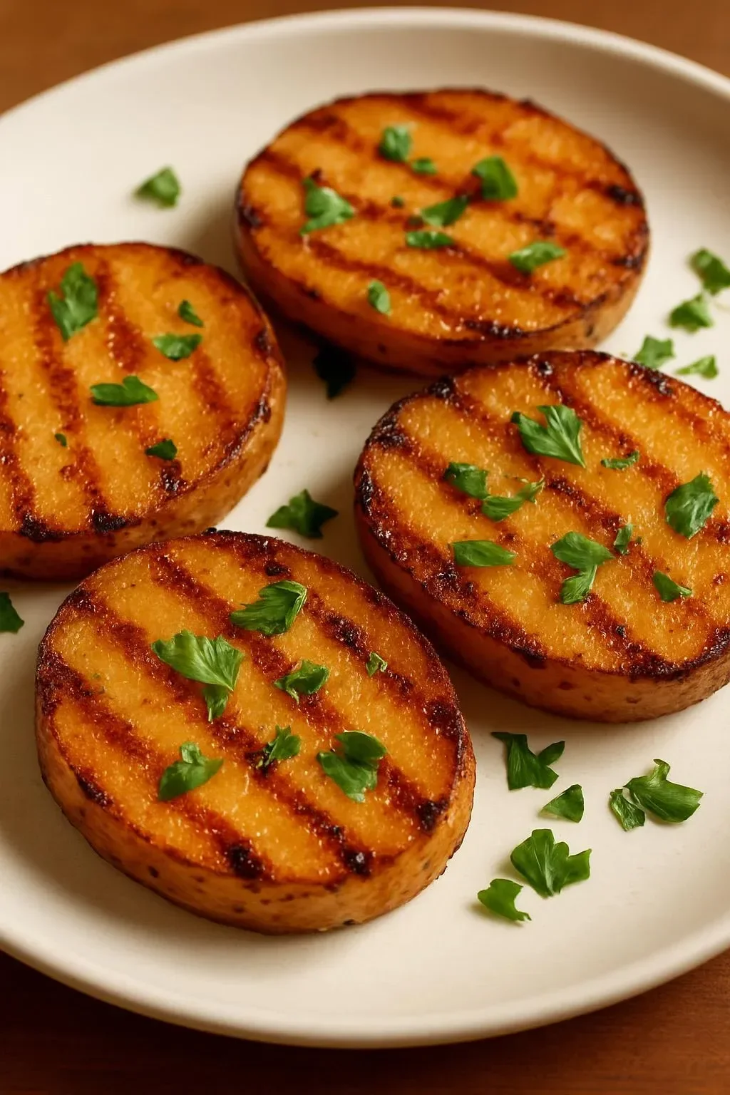 Savory accordion potatoes garnished and ready to serve.