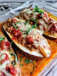 Delicious eggplant lasagna boats filled with savory ingredients