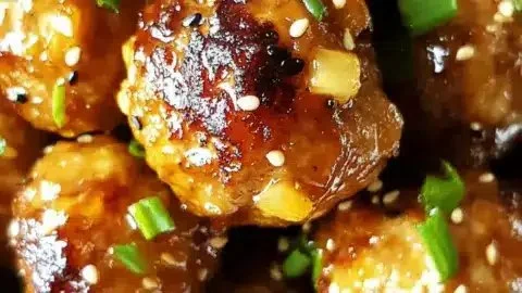 Savory pineapple teriyaki meatballs served on a plate, garnished and ready to enjoy.