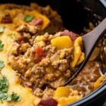 Savory slow cooker cowboy casserole served in a bowl, ideal for chilly evenings.