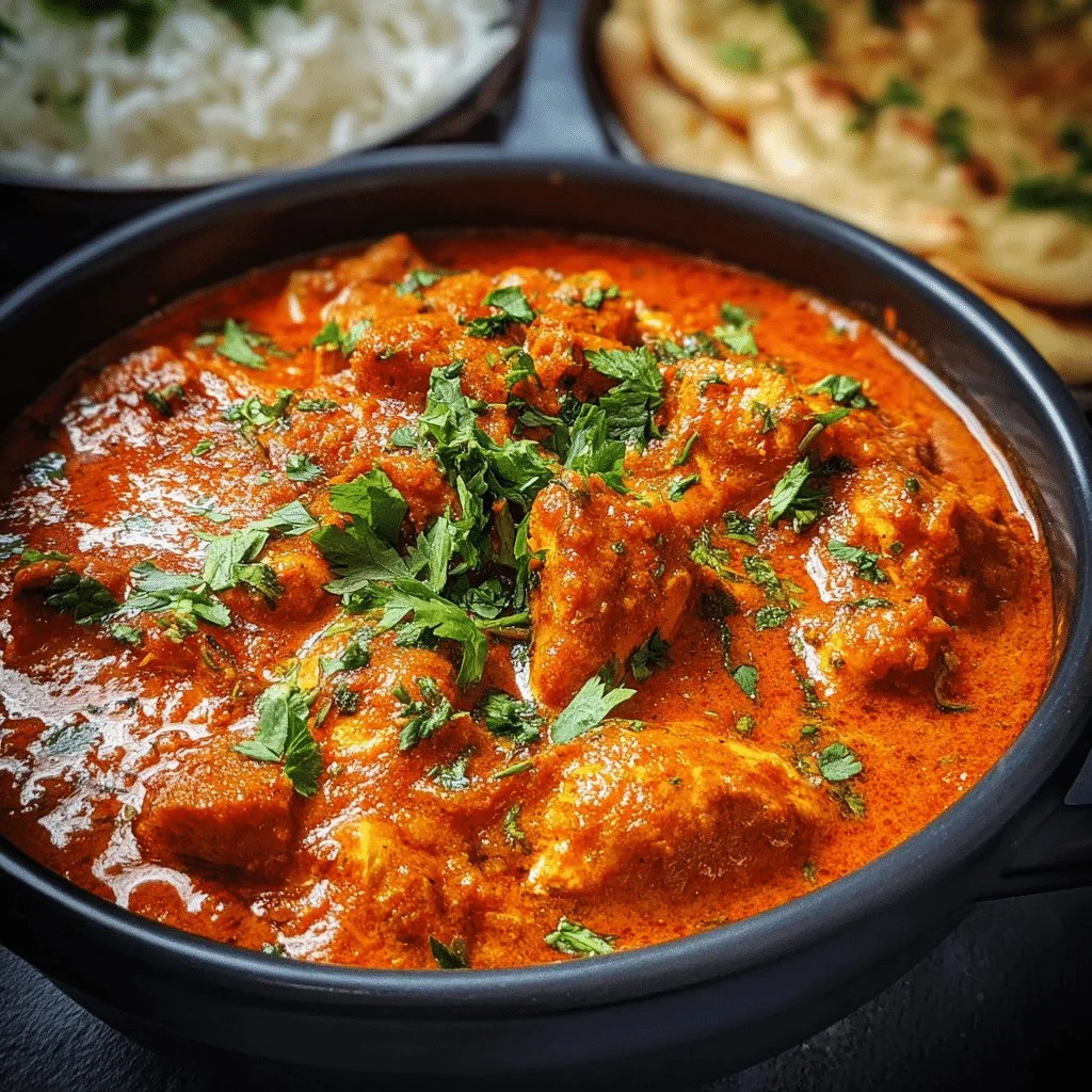Slow Cooker Chicken Tikka Masala dish garnished with fresh herbs
