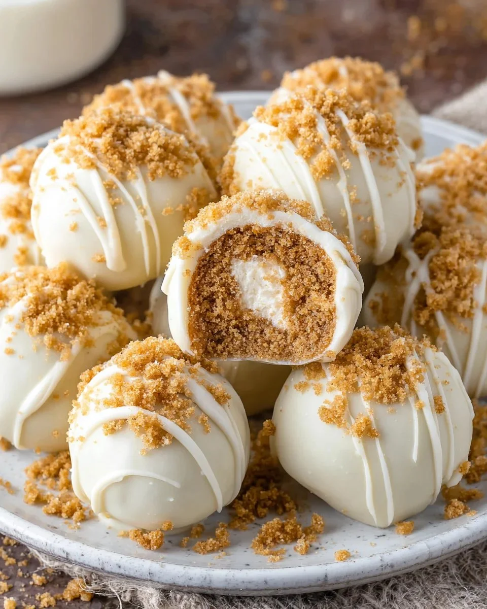 Decadent snickerdoodle cream cheese truffles on a decorative plate