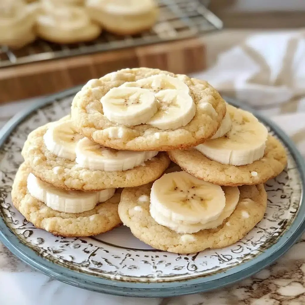 Delicious soft banana cream cookies arranged on a plate