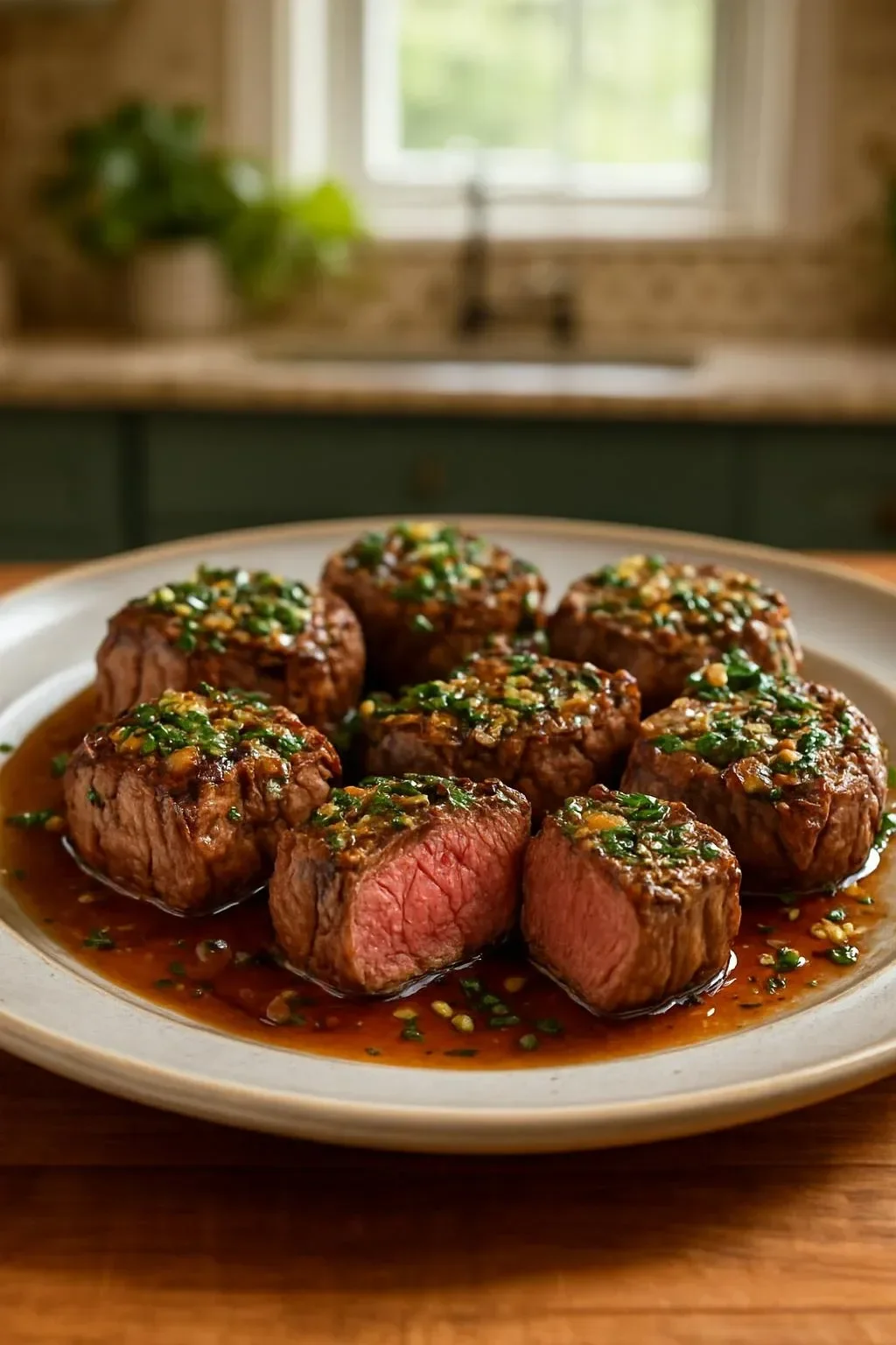 Deliciously seasoned steak bites cooked in garlic butter.