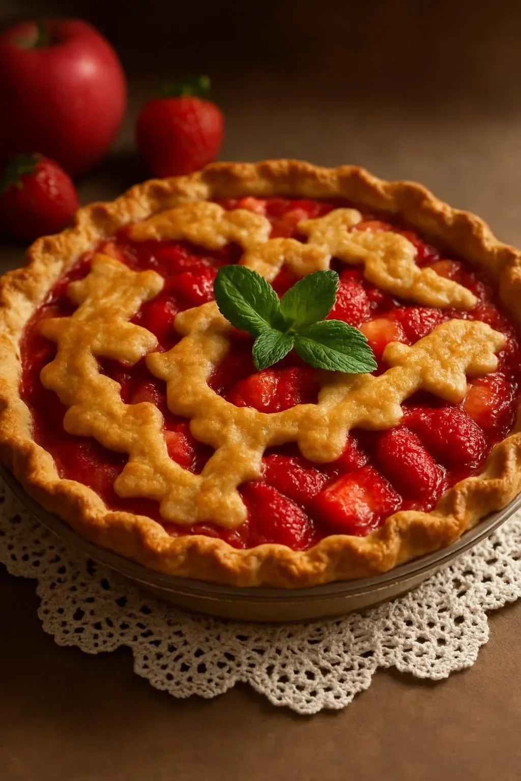Delicious Strawberry Apple Golden Crust dessert with fresh strawberries and apples